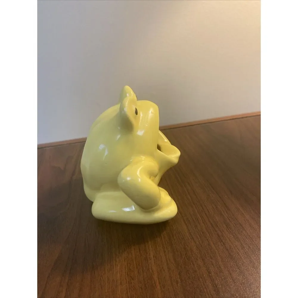 Vintage‎ Yellow Ceramic SCRUBBER FROG Open Small Mouth SPONGE SOAP Holder